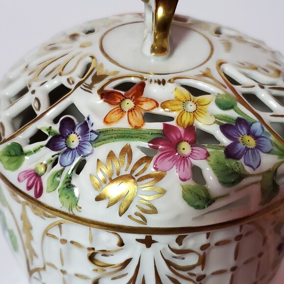 Schumann Lidded Bowl Dresden Flowers Trinket Box Vintage - Picture 7 of 10